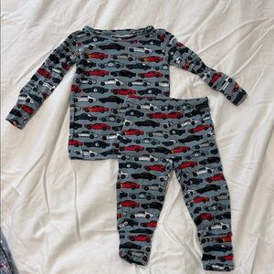 Posh Peanut Kids Matching Set - Gray with Red and Black Cars